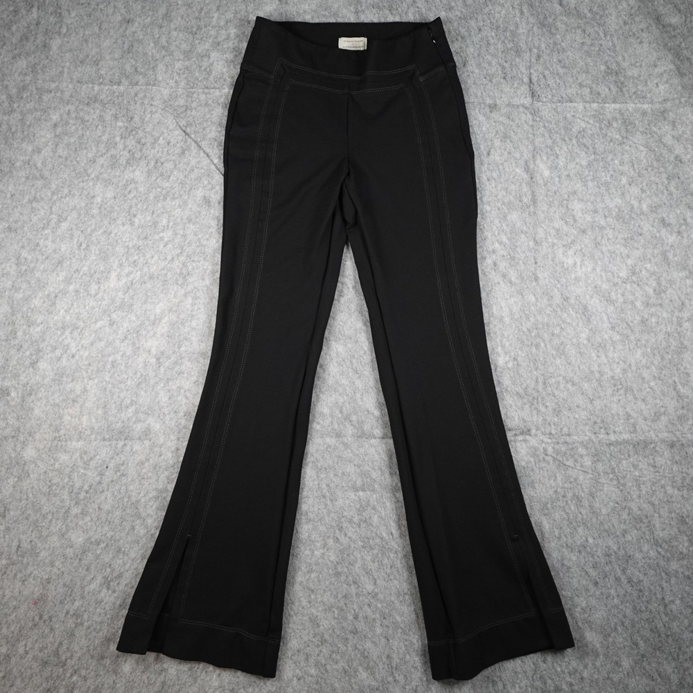 Anthropologie Pant Women 2 Black The Essential Trouser Side Zip Slit Hem Flare